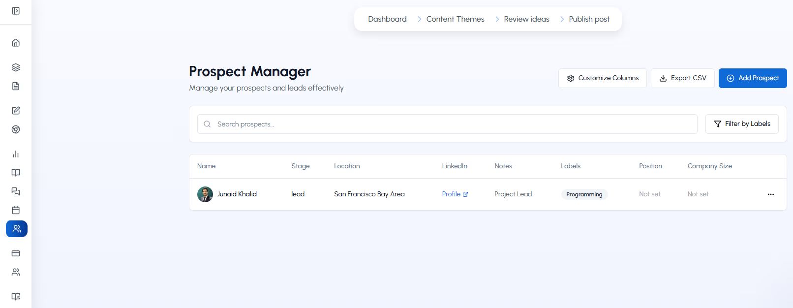 LiGo CRM-weergave