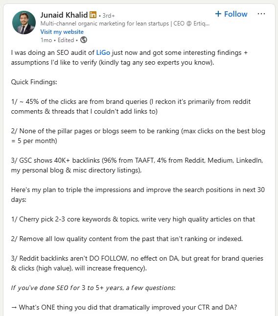 LinkedIn Post Navigation