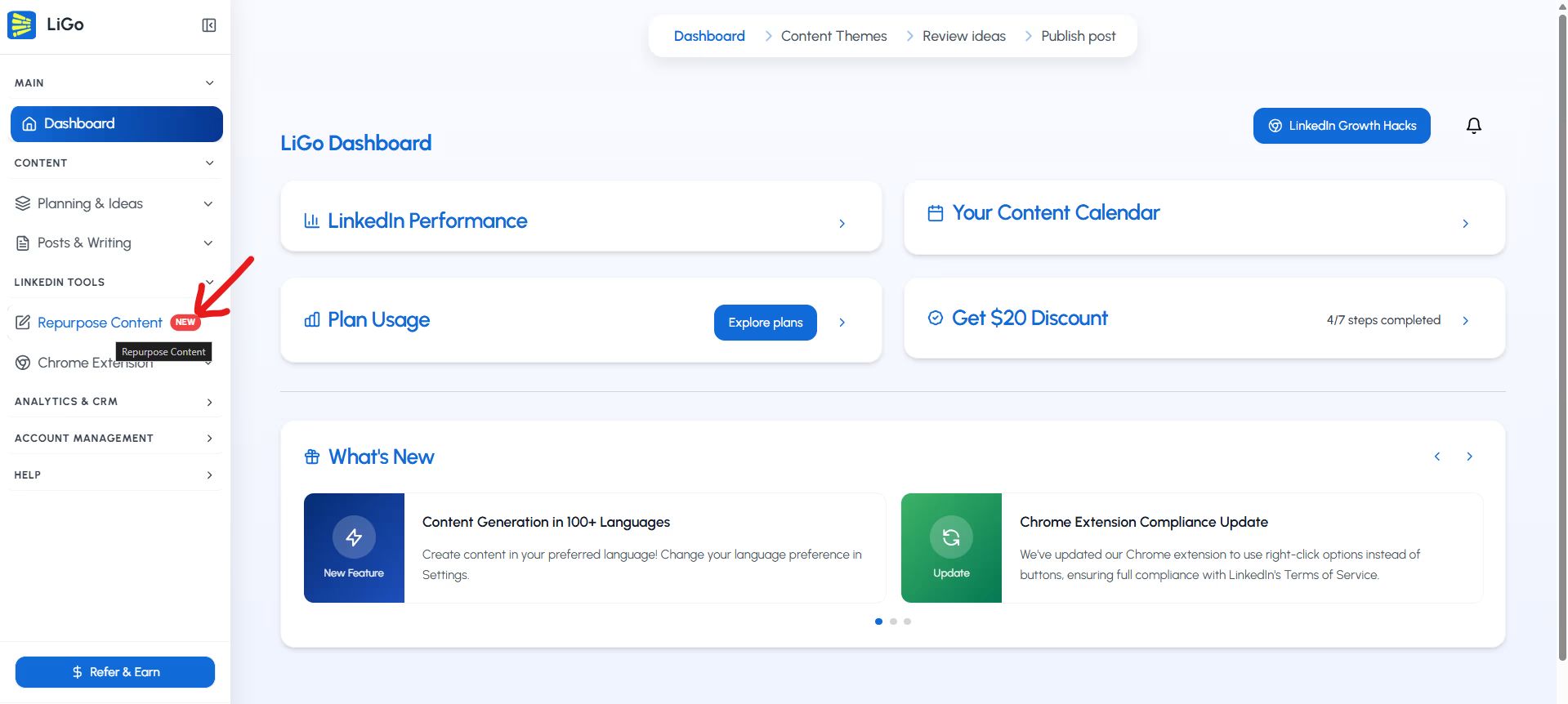 In-app Repurpose Content