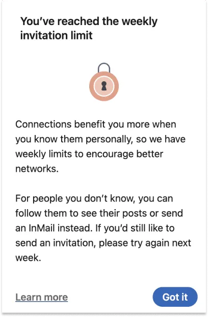 linkedin connection requests limit reached notification