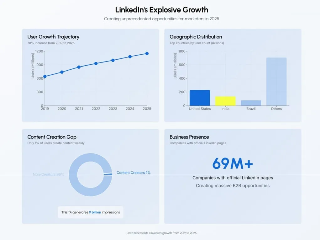 Estadísticas de crecimiento de Linkedin
