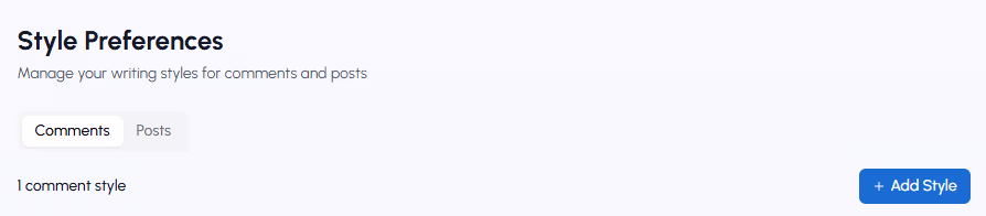 Preferenze di stile dei commenti