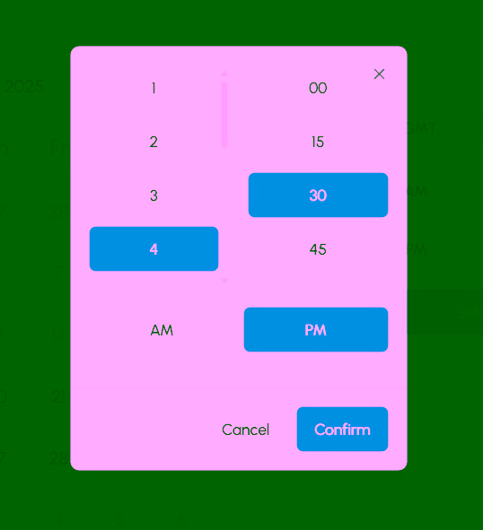 Selección de tiempo personalizada