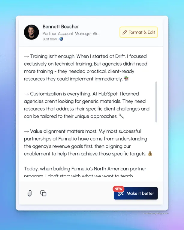 Vista de LiGo Post con viñetas