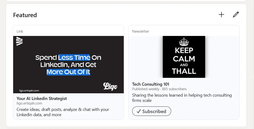 Beispiel für einen effektiven LinkedIn-Feature-Abschnitt
