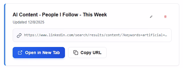 Screenshot showing multiple saved list cards in the Lists view