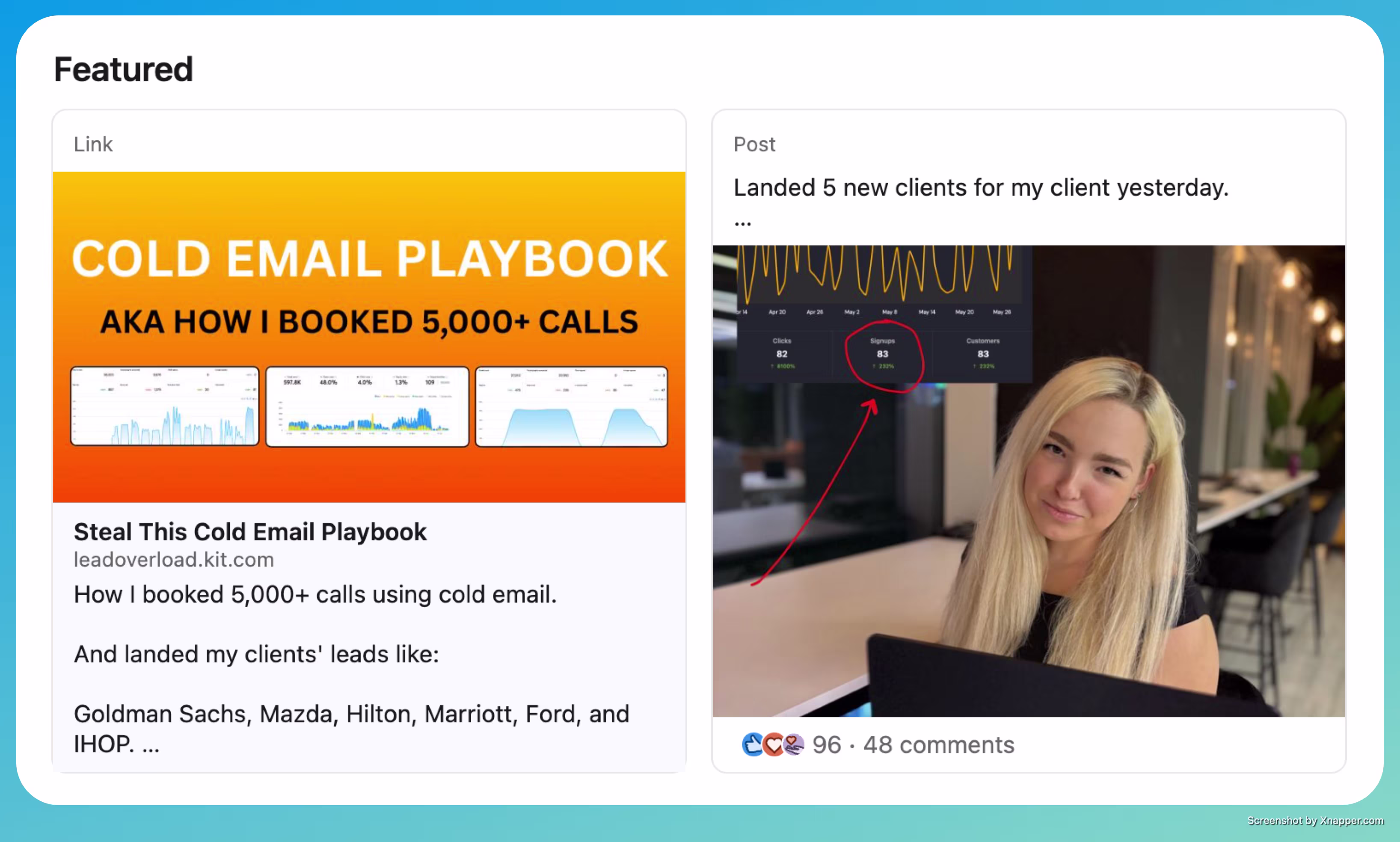 LinkedIn Featured Section Example - Lead Magnet Placement