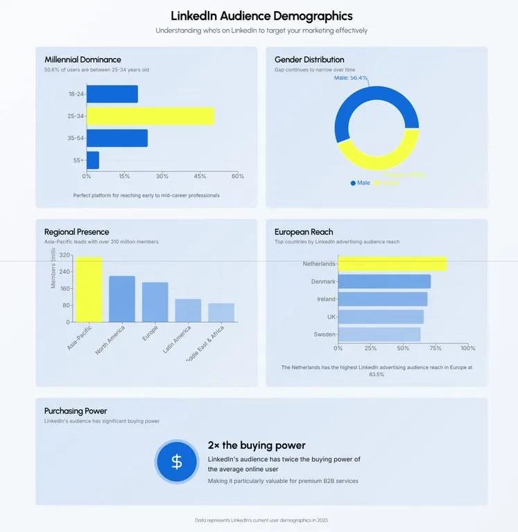 Datos demográficos de la audiencia de Linkedin
