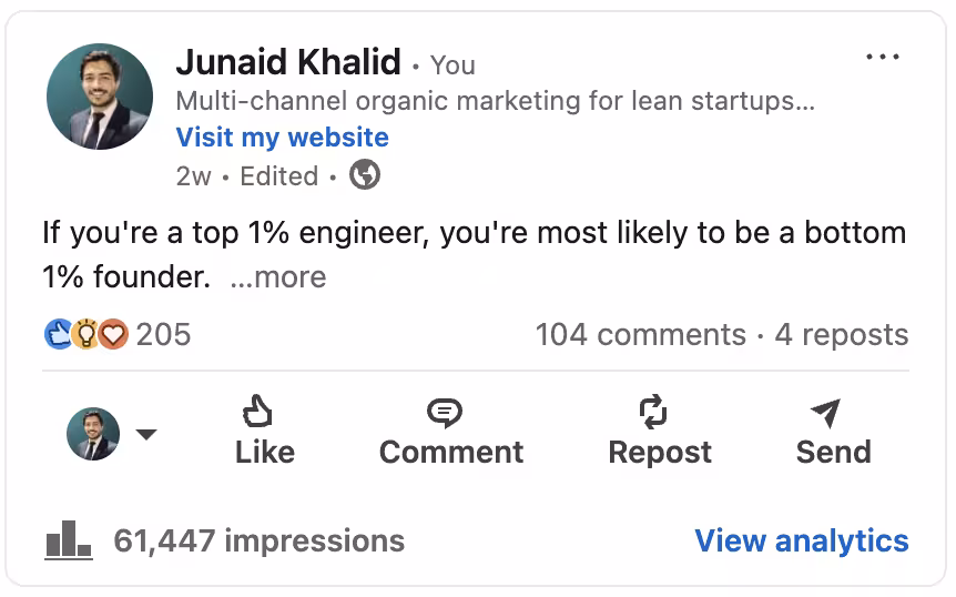 LinkedIn Good Hook Voorbeeld