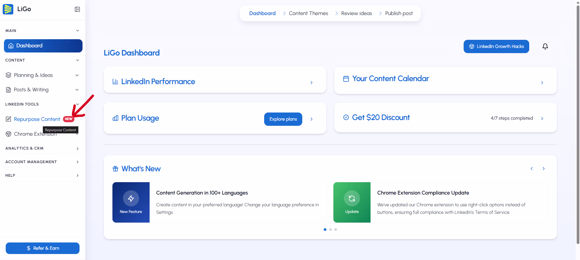 In-app Repurpose Content