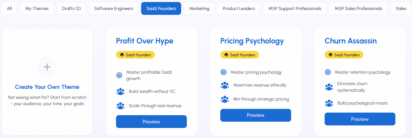 Interfaz de la Biblioteca de Temas