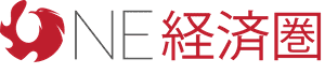 Logo dengan inisial "NE" dan karakter Jepang dengan huruf merah di tengah.