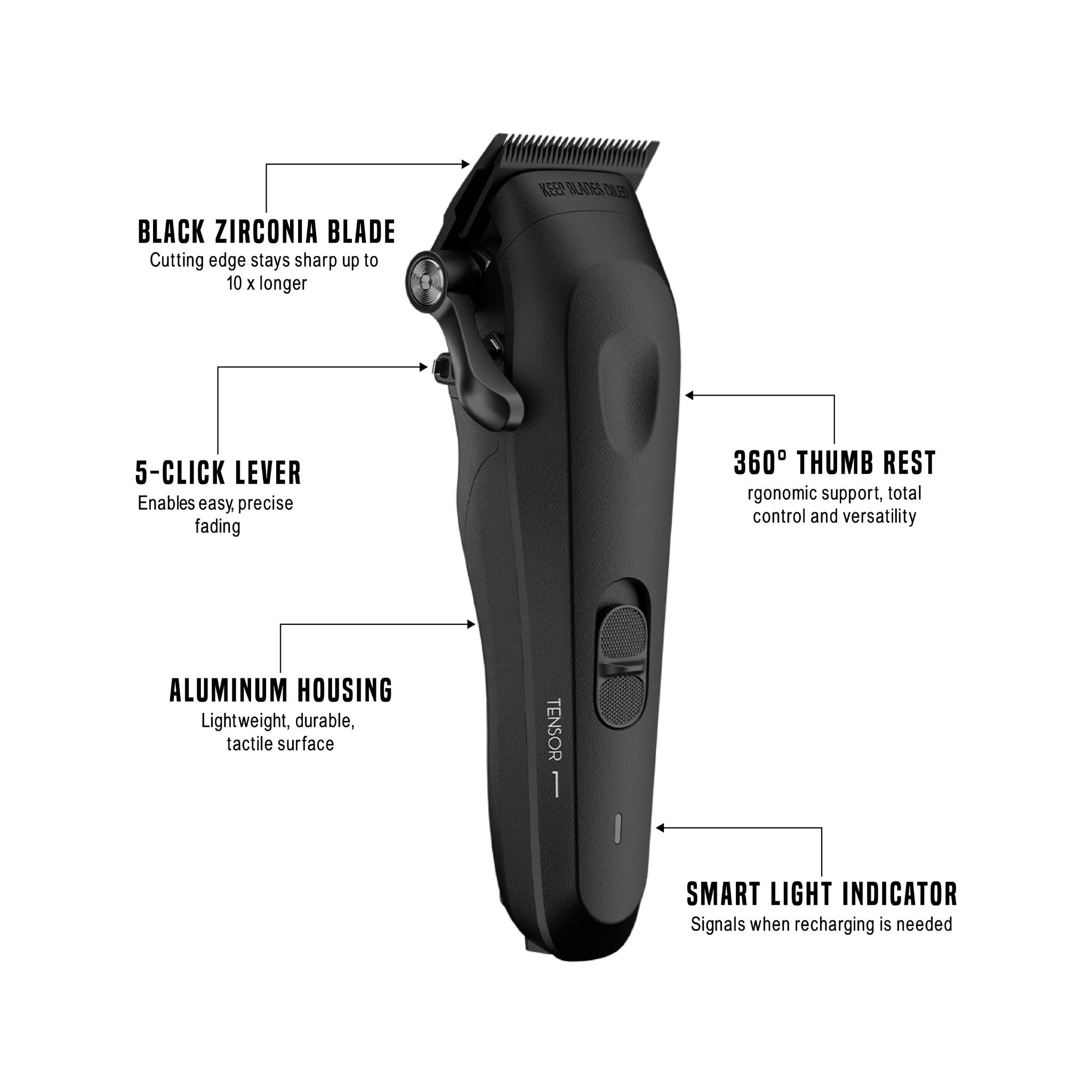 Tensor 1 Black – Barbero y cortador de cabello profesional con tecnología de IA