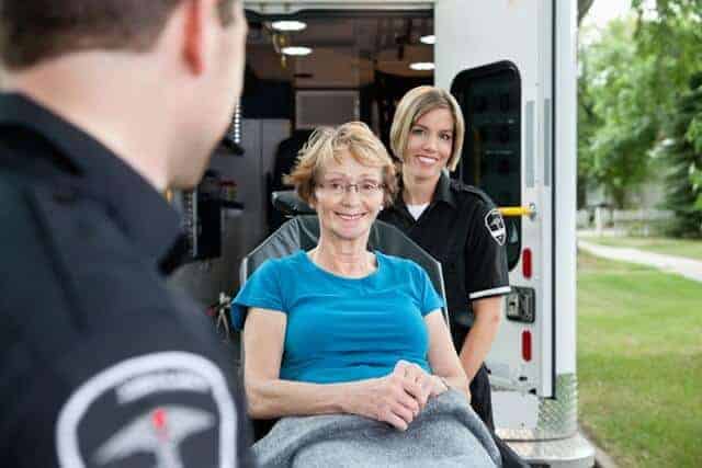Transporting the elderly in an ambulance