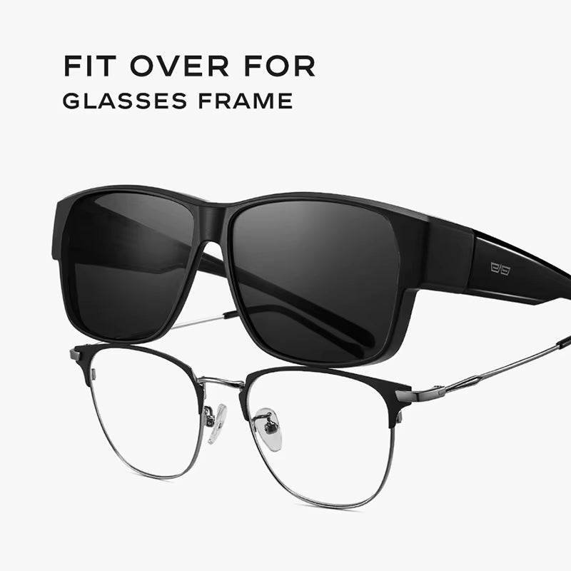 Ajuste sobre gafas de sol polarizadas para hombres UV400 Gafas al aire libre Conducción al aire libre Pesca TR-90 Cubierta del marco Gafas de sol Decoloración BS3027