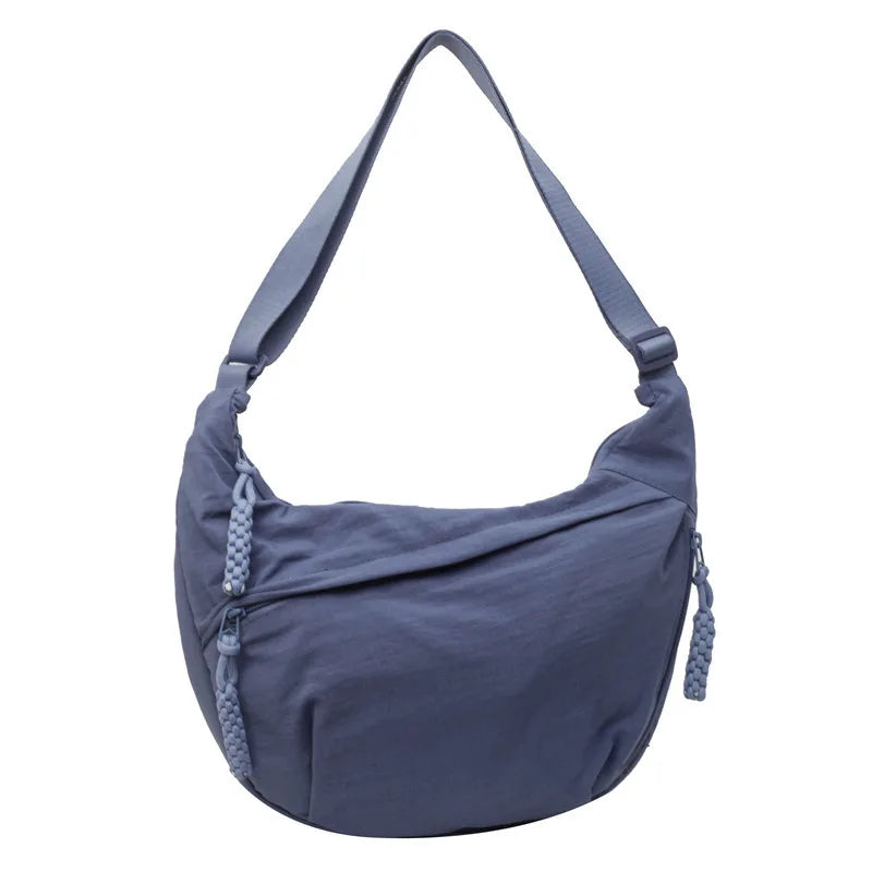 Canvas Lichtgewicht Effen Kleur Dumpling Crossbody Tas - Grote Capaciteit Koreaans-Geïnspireerde Schoudertas