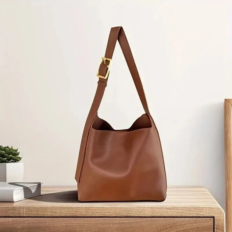 Minimalistische PU-lederen schoudertas voor dames - Veelzijdige modieuze handtas en crossbodytas voor werk