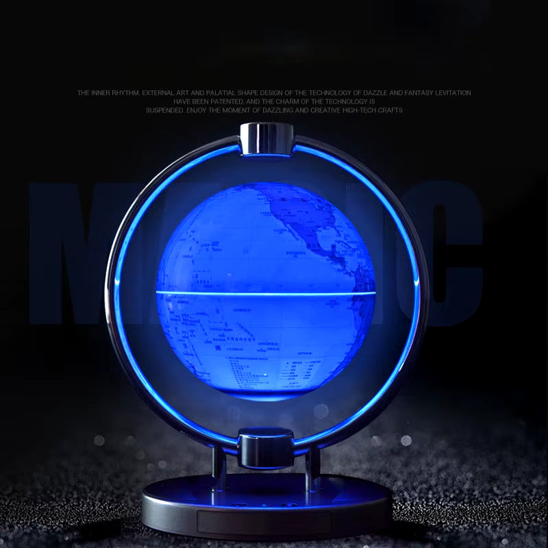 Haut-parleur Bluetooth innovant avec suspension magnétique et globe rotatif luminescent - Cadeau décoratif de 6 pouces