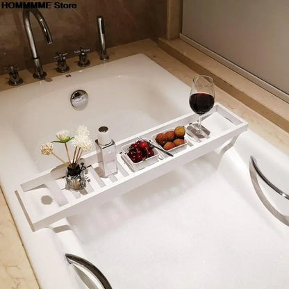 Estante de bañera antideslizante multifuncional de bambú y bandeja de spa