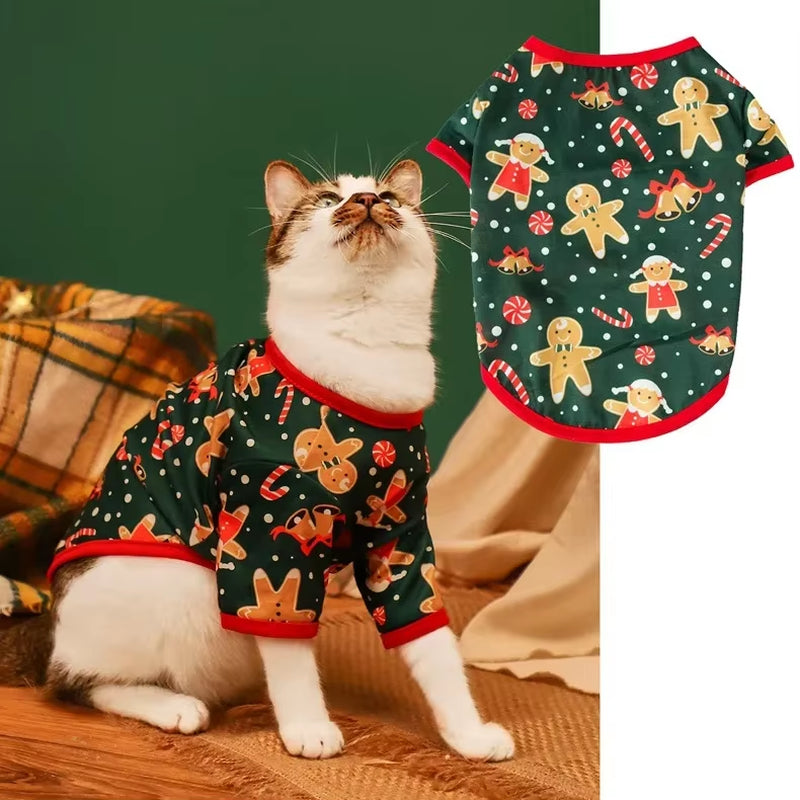 Huisdier Hond Kerst Shirt Kleding Xmas Vest Zachte Shirts Vakantie Kleine Hond Kleding Sneeuwpop Gedrukt Puppy Kostuum voor Katten of Honden