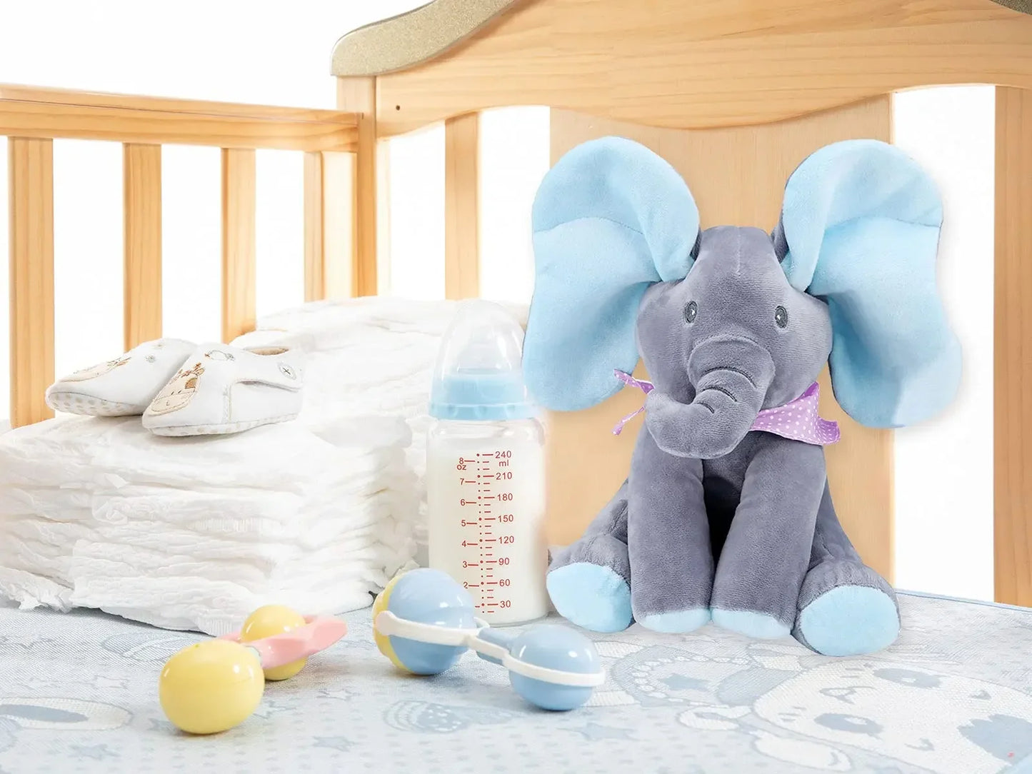 Juguete de elefante cantor de peluche animado con orejas móviles - Adorable animal de peluche para bebés