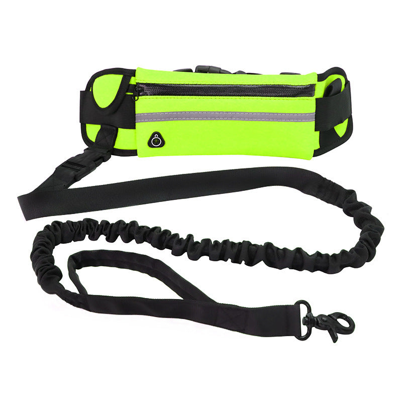 Handsfree hondenriem Huisdier wandel- en trainingsriem met schokabsorberende bungee-riem voor maximaal 180 lbs Grote honden telefoonzak en waterfleshouder