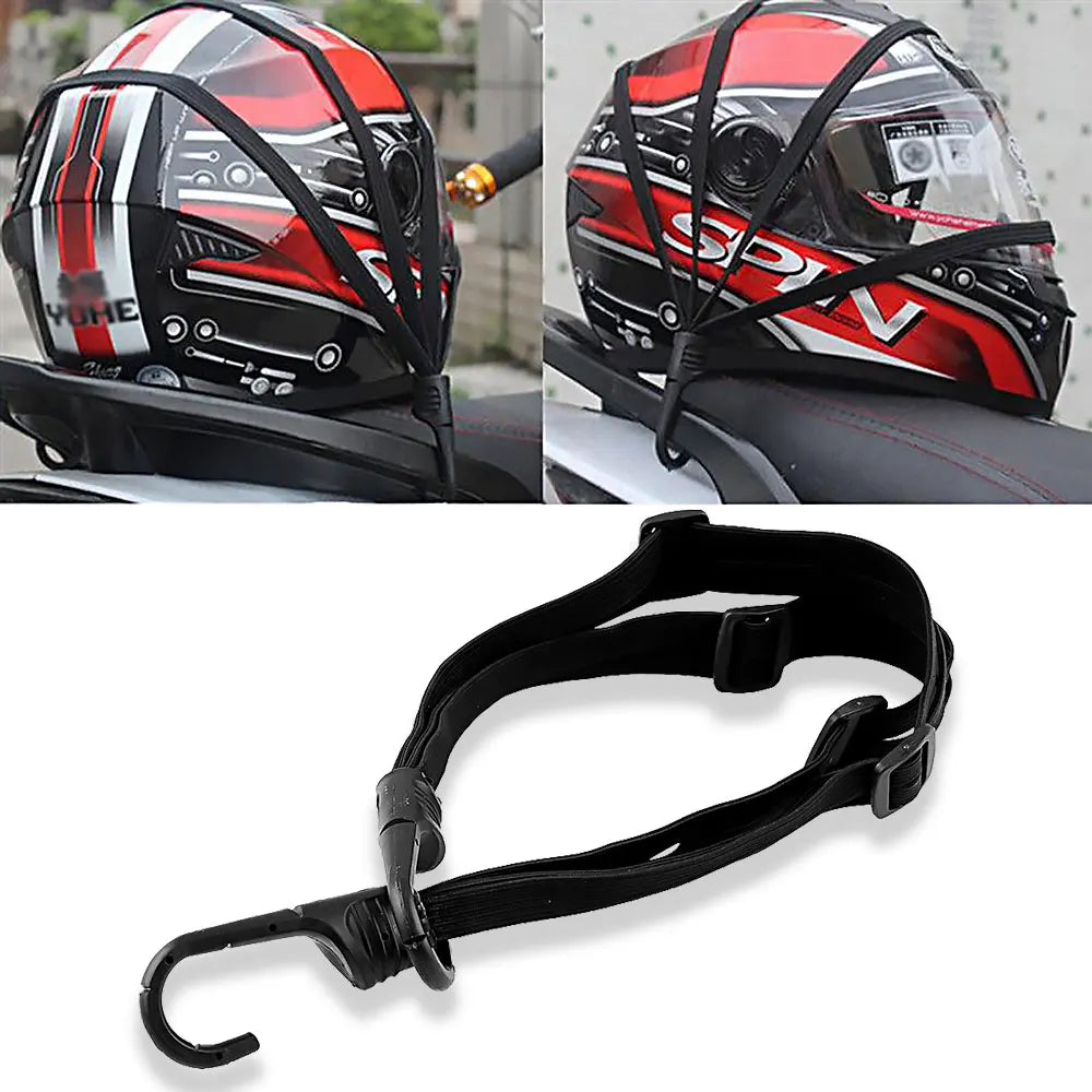 Cuerda de casco Cordón de unión de equipaje altamente elástico Motocicletas Fuerza Casco retráctil Correa de cuerda elástica con 2 ganchos