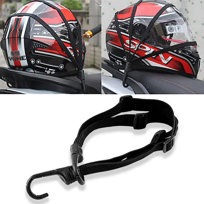 Cuerda de casco Cordón de unión de equipaje altamente elástico Motocicletas Fuerza Casco retráctil Correa de cuerda elástica con 2 ganchos