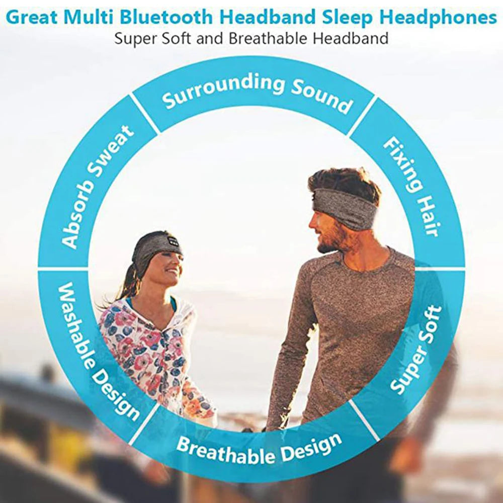 Auriculares compatibles con Bluetooth Diadema deportiva para dormir Auriculares inalámbricos elásticos Máscara musical Diadema inalámbrica para los ojos