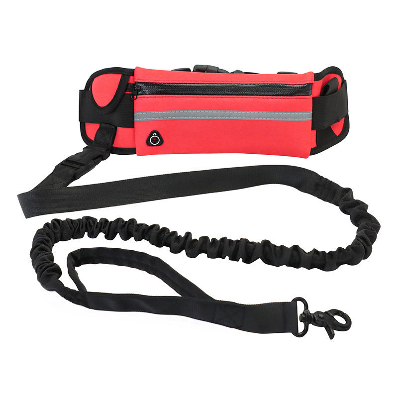 Handsfree hondenriem Huisdier wandel- en trainingsriem met schokabsorberende bungee-riem voor maximaal 180 lbs Grote honden telefoonzak en waterfleshouder