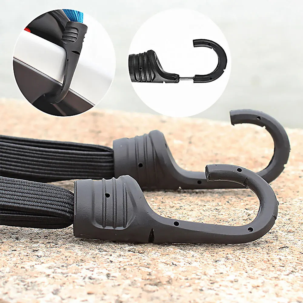 Cuerda de casco Cordón de unión de equipaje altamente elástico Motocicletas Fuerza Casco retráctil Correa de cuerda elástica con 2 ganchos