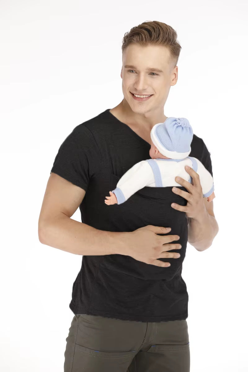 Hoogwaardige Mother Kangaroo Pocket T-Shirt Draagzak voor veilige voeding - Zomer zwangerschapskleding in nylon katoenmix