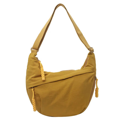 Canvas Lichtgewicht Effen Kleur Dumpling Crossbody Tas - Grote Capaciteit Koreaans-Geïnspireerde Schoudertas
