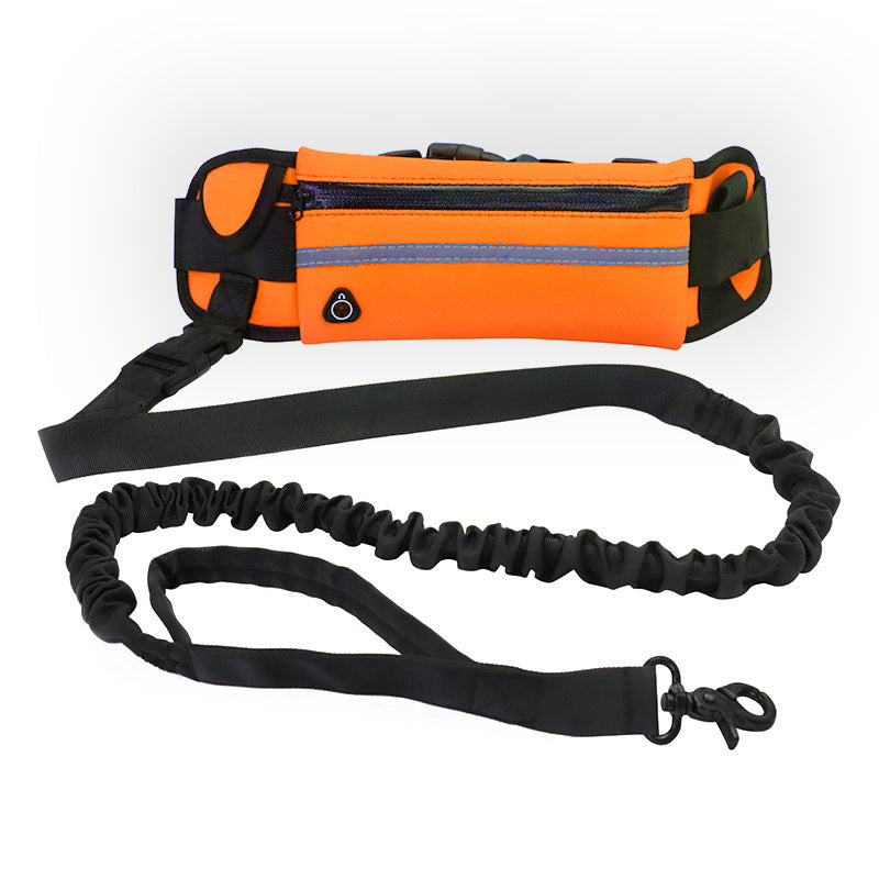 Handsfree hondenriem Huisdier wandel- en trainingsriem met schokabsorberende bungee-riem voor maximaal 180 lbs Grote honden telefoonzak en waterfleshouder