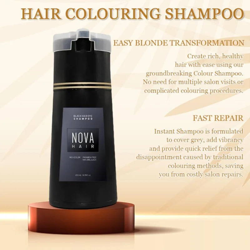 Nova Natural Moisturizing Hair Dye and Hair Care 3-in-1 Shampoo para una cobertura efectiva del cabello blanco y control de la grasa
