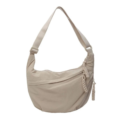 Canvas Lichtgewicht Effen Kleur Dumpling Crossbody Tas - Grote Capaciteit Koreaans-Geïnspireerde Schoudertas