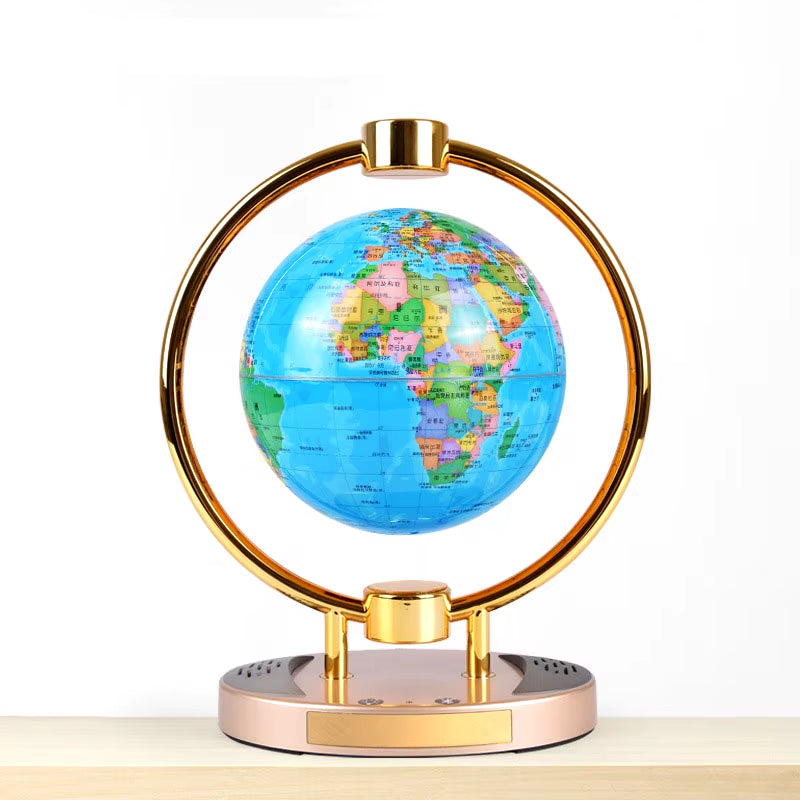 Haut-parleur Bluetooth innovant avec suspension magnétique et globe rotatif luminescent - Cadeau décoratif de 6 pouces