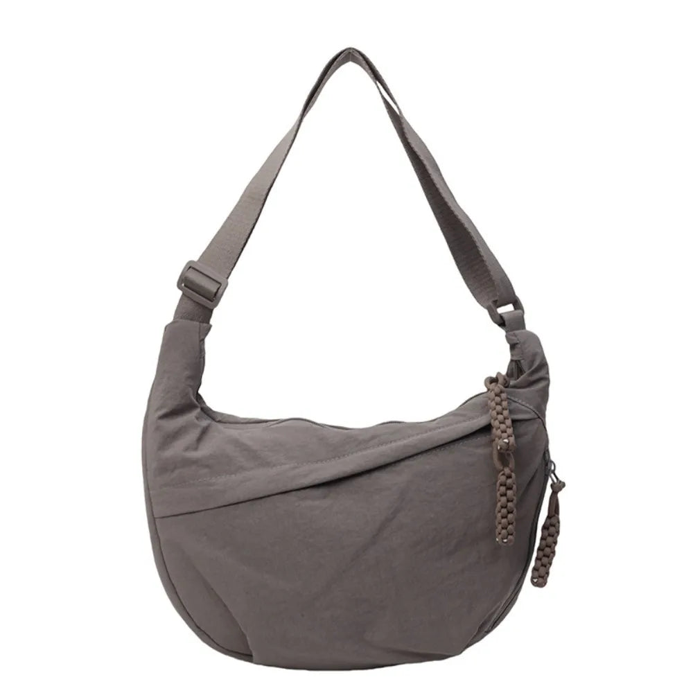Canvas Lichtgewicht Effen Kleur Dumpling Crossbody Tas - Grote Capaciteit Koreaans-Geïnspireerde Schoudertas