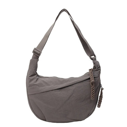 Canvas Lichtgewicht Effen Kleur Dumpling Crossbody Tas - Grote Capaciteit Koreaans-Geïnspireerde Schoudertas