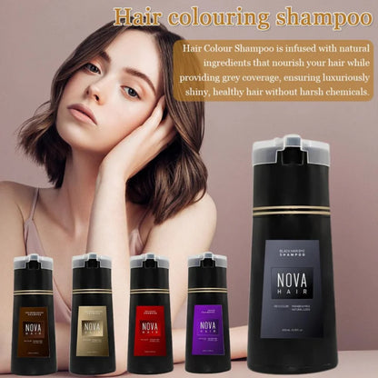 Nova Natural Moisturizing Hair Dye and Hair Care 3-in-1 Shampoo para una cobertura efectiva del cabello blanco y control de la grasa