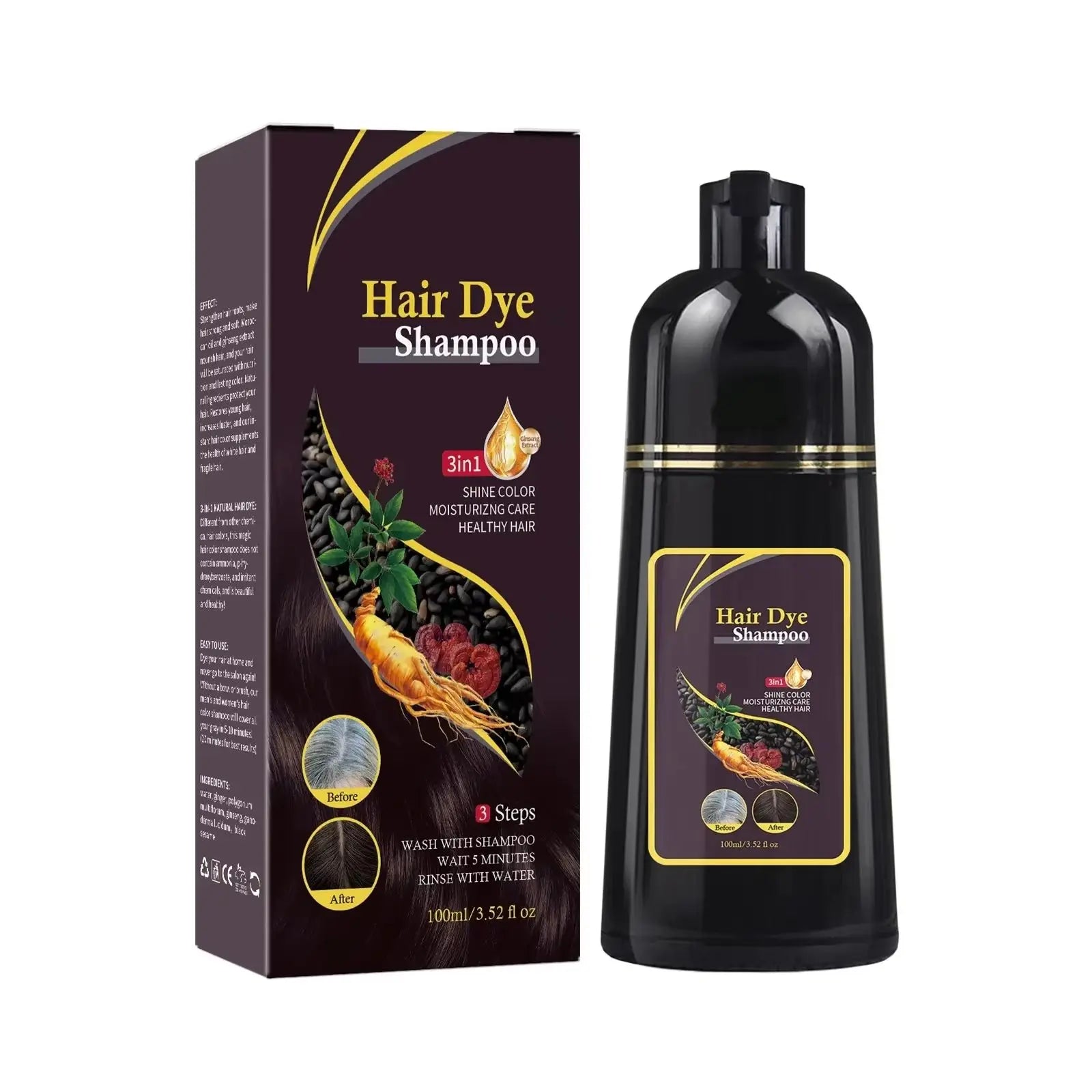 Nova Natural Moisturizing Hair Dye and Hair Care 3-in-1 Shampoo para una cobertura efectiva del cabello blanco y control de la grasa