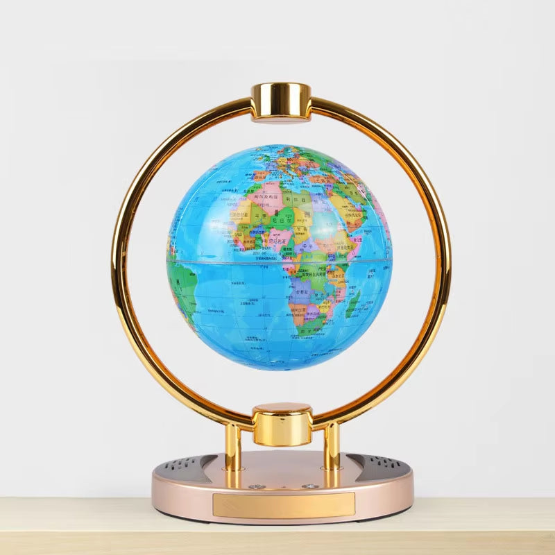 Haut-parleur Bluetooth innovant avec suspension magnétique et globe rotatif luminescent - Cadeau décoratif de 6 pouces