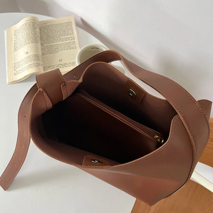 Minimalistische PU-lederen schoudertas voor dames - Veelzijdige modieuze handtas en crossbodytas voor werk