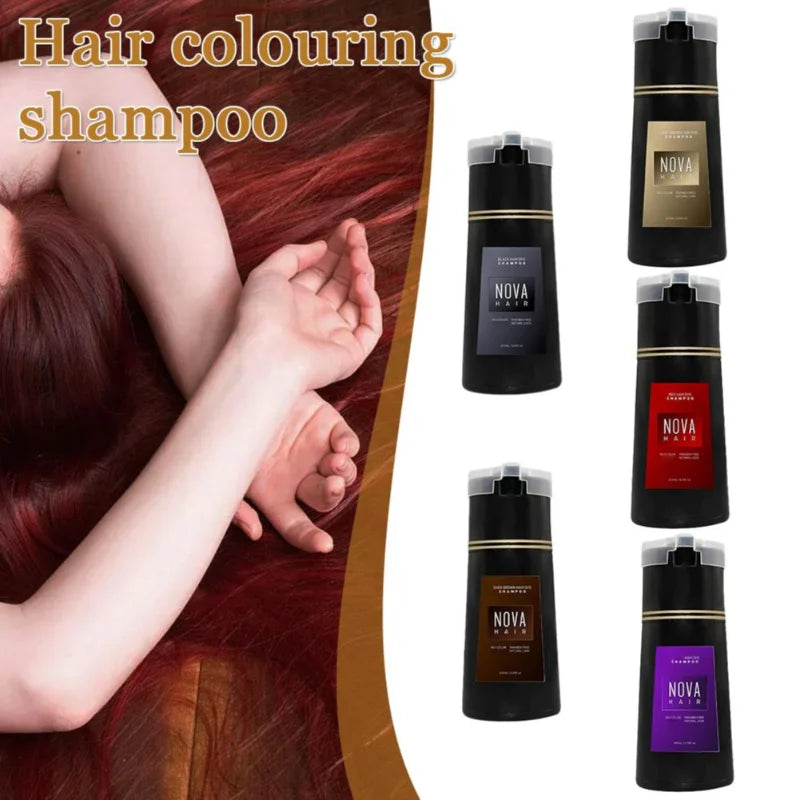 Nova Natural Moisturizing Hair Dye and Hair Care 3-in-1 Shampoo para una cobertura efectiva del cabello blanco y control de la grasa
