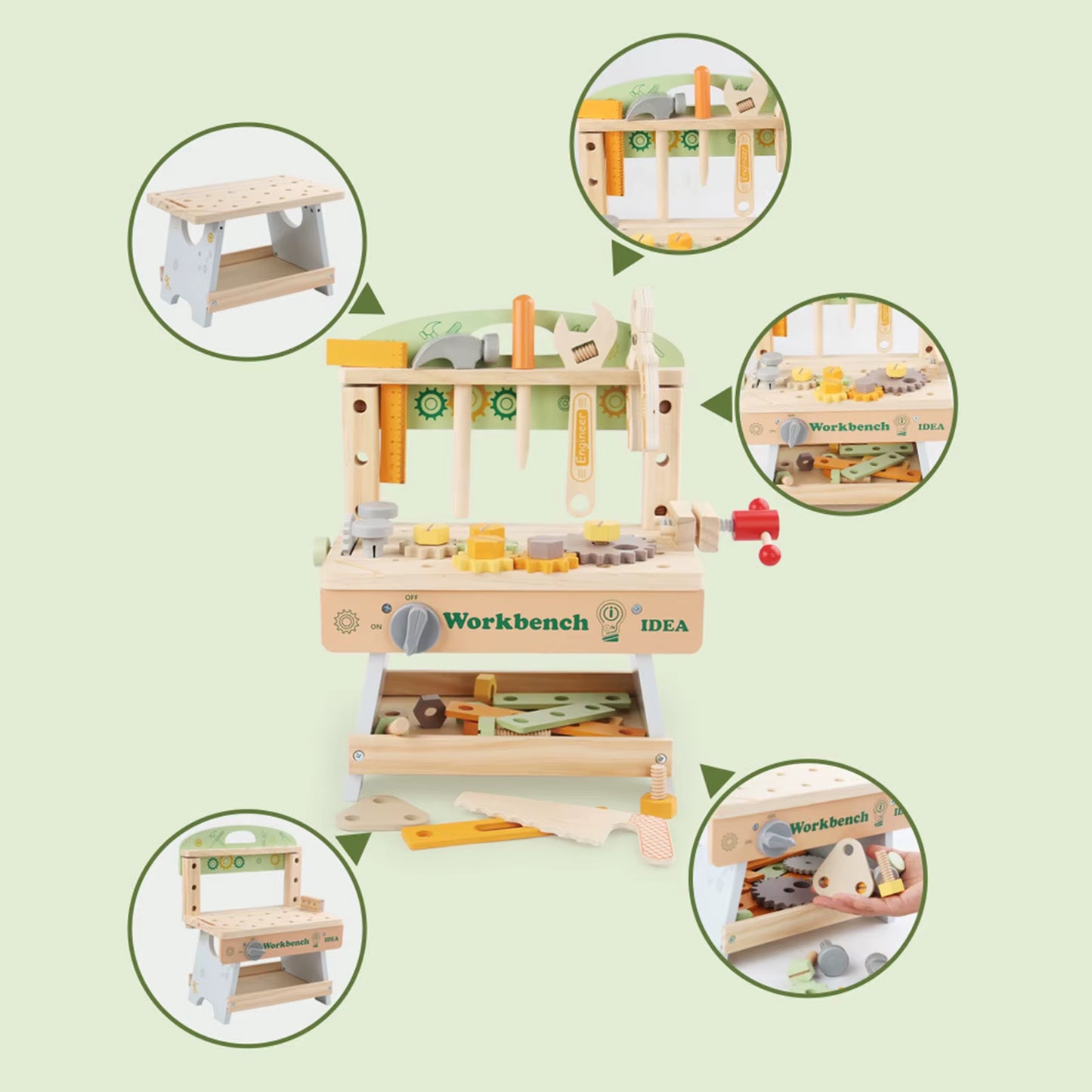 Multifunctionele houten gereedschapsbank speelset voor kinderen van 3-5 jaar - ideale doe-het-zelf reparatieset voor jongens en meisjes
