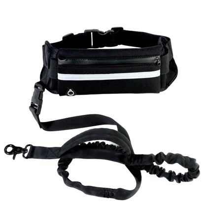 Handsfree hondenriem Huisdier wandel- en trainingsriem met schokabsorberende bungee-riem voor maximaal 180 lbs Grote honden telefoonzak en waterfleshouder