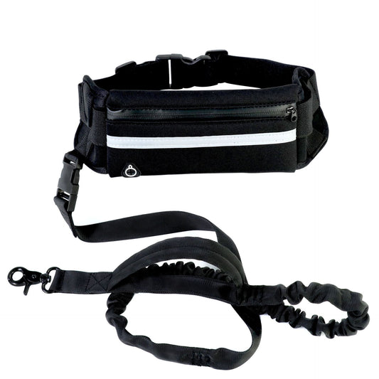 Handsfree hondenriem Huisdier wandel- en trainingsriem met schokabsorberende bungee-riem voor maximaal 180 lbs Grote honden telefoonzak en waterfleshouder