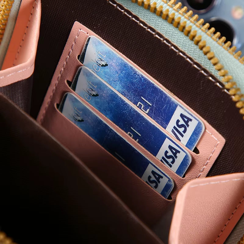 Modieuze Touch Screen Lock Crossbody Cell Phone Tas voor Vrouwen met Kaarthouder