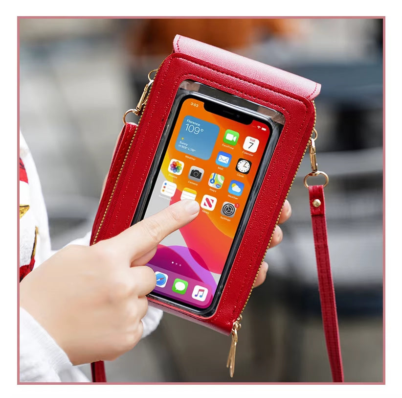 Modieuze Touch Screen Lock Crossbody Cell Phone Tas voor Vrouwen met Kaarthouder