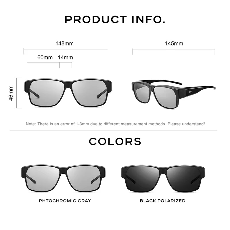 Ajuste sobre gafas de sol polarizadas para hombres UV400 Gafas al aire libre Conducción al aire libre Pesca TR-90 Cubierta del marco Gafas de sol Decoloración BS3027